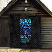 Blue Flame Skull Quilt Blood Make You Related - Wonder Print Shop