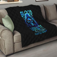 Blue Flame Skull Quilt Blood Make You Related - Wonder Print Shop