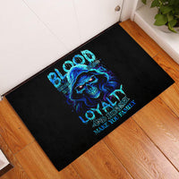 Blue Flame Skull Rubber Doormat Blood Make You Related - Wonder Print Shop