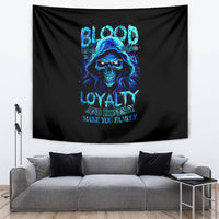 Blue Flame Skull Tapestry Blood Make You Related - Wonder Print Shop