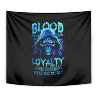 Blue Flame Skull Tapestry Blood Make You Related - Wonder Print Shop