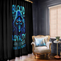 Blue Flame Skull Window Curtain Blood Make You Related - Wonder Print Shop