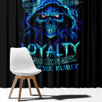 Blue Flame Skull Window Curtain Blood Make You Related - Wonder Print Shop