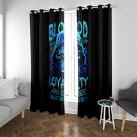 Blue Flame Skull Window Curtain Blood Make You Related - Wonder Print Shop