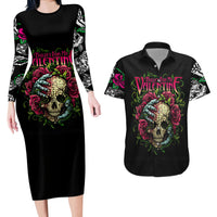 Viper Skull Couples Matching Long Sleeve Bodycon Dress and Hawaiian Shirt Bullet For My Valentine - Wonder Print Shop