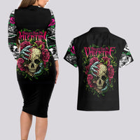 Viper Skull Couples Matching Long Sleeve Bodycon Dress and Hawaiian Shirt Bullet For My Valentine - Wonder Print Shop