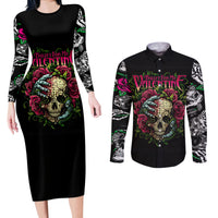 Viper Skull Couples Matching Long Sleeve Bodycon Dress and Long Sleeve Button Shirts Bullet For My Valentine - Wonder Print Shop