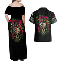 Viper Skull Couples Matching Off Shoulder Maxi Dress and Hawaiian Shirt Bullet For My Valentine - Wonder Print Shop