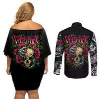 Viper Skull Couples Matching Off Shoulder Short Dress and Long Sleeve Button Shirts Bullet For My Valentine - Wonder Print Shop