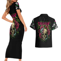 Viper Skull Couples Matching Short Sleeve Bodycon Dress and Hawaiian Shirt Bullet For My Valentine - Wonder Print Shop