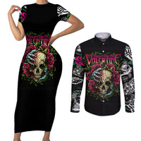 Viper Skull Couples Matching Short Sleeve Bodycon Dress and Long Sleeve Button Shirts Bullet For My Valentine - Wonder Print Shop