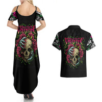 Viper Skull Couples Matching Summer Maxi Dress and Hawaiian Shirt Bullet For My Valentine - Wonder Print Shop