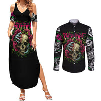 Viper Skull Couples Matching Summer Maxi Dress and Long Sleeve Button Shirts Bullet For My Valentine - Wonder Print Shop
