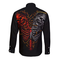 Skull Long Sleeve Button Shirt Devil And Angel Twin Skull - Wonder Print Shop