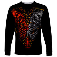 Skull Long Sleeve Shirt Devil And Angel Twin Skull - Wonder Print Shop