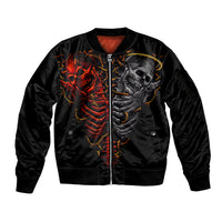 Skull Sleeve Zip Bomber Jacket Devil And Angel Twin Skull - Wonder Print Shop