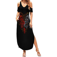 Skull Summer Maxi Dress Devil And Angel Twin Skull - Wonder Print Shop