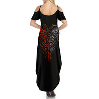 Skull Summer Maxi Dress Devil And Angel Twin Skull - Wonder Print Shop