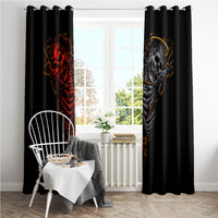 Skull Window Curtain Devil And Angel Twin Skull - Wonder Print Shop