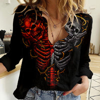 Skull Women Casual Shirt Devil And Angel Twin Skull - Wonder Print Shop
