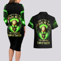 Skull Couples Matching Long Sleeve Bodycon Dress and Hawaiian Shirt Don't Try To Figured Me Out - Wonder Print Shop