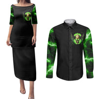 Skull Couples Matching Puletasi Dress and Long Sleeve Button Shirts Don't Try To Figured Me Out - Wonder Print Shop