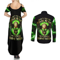 Skull Couples Matching Summer Maxi Dress and Long Sleeve Button Shirts Don't Try To Figured Me Out - Wonder Print Shop