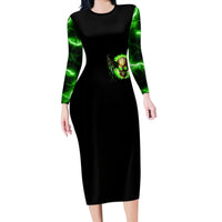 Skull Long Sleeve Bodycon Dress Don't Try To Figured Me Out - Wonder Print Shop