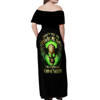Skull Off Shoulder Maxi Dress Don't Try To Figured Me Out - Wonder Print Shop
