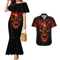 Flame Skull Couples Matching Mermaid Dress and Hawaiian Shirt SKull Face Inside Me - Wonder Print Shop