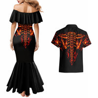 Flame Skull Couples Matching Mermaid Dress and Hawaiian Shirt SKull Face Inside Me - Wonder Print Shop