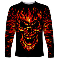 Flame Skull Long Sleeve Shirt SKull Face Inside Me - Wonder Print Shop