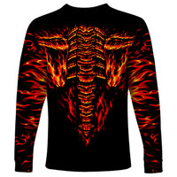 Flame Skull Long Sleeve Shirt SKull Face Inside Me - Wonder Print Shop