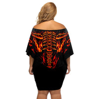 Flame Skull Off Shoulder Short Dress SKull Face Inside Me - Wonder Print Shop