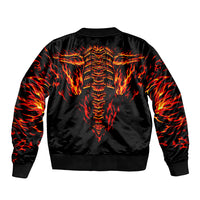 Flame Skull Sleeve Zip Bomber Jacket SKull Face Inside Me - Wonder Print Shop