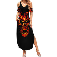 Flame Skull Summer Maxi Dress SKull Face Inside Me - Wonder Print Shop