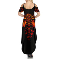 Flame Skull Summer Maxi Dress SKull Face Inside Me - Wonder Print Shop