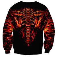 Flame Skull Sweatshirt SKull Face Inside Me - Wonder Print Shop