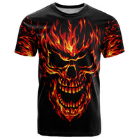 Flame Skull T Shirt SKull Face Inside Me - Wonder Print Shop