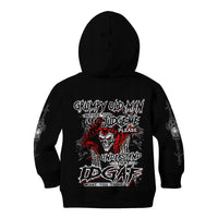 Black hoodie with large back skull and graffiti-style text graphic