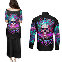 Skull Couples Matching Puletasi Dress and Long Sleeve Button Shirts Hello Darkness My Old Friend Pinky - Wonder Print Shop