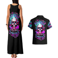 Skull Couples Matching Tank Maxi Dress and Hawaiian Shirt Hello Darkness My Old Friend Pinky - Wonder Print Shop