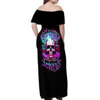 Skull Off Shoulder Maxi Dress Hello Darkness My Old Friend Pinky - Wonder Print Shop
