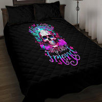 Skull Quilt Bed Set Hello Darkness My Old Friend Pinky - Wonder Print Shop