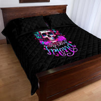 Skull Quilt Bed Set Hello Darkness My Old Friend Pinky - Wonder Print Shop