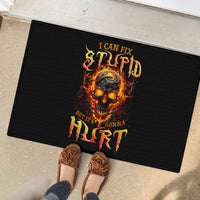 Flame Skull Rubber Doormat I Can Fix Stupid But That Hurt - Wonder Print Shop