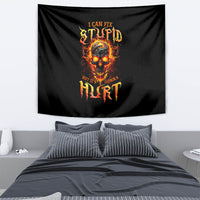 Flame Skull Tapestry I Can Fix Stupid But That Hurt - Wonder Print Shop