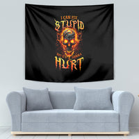 Flame Skull Tapestry I Can Fix Stupid But That Hurt - Wonder Print Shop