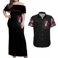 Skull Rose Couples Matching Off Shoulder Maxi Dress and Hawaiian Shirt I Love My Curve My Tattoo My Imperfection - Wonder Print Shop