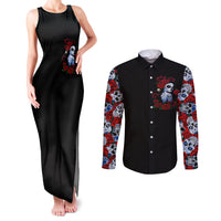 Skull Rose Couples Matching Tank Maxi Dress and Long Sleeve Button Shirts I Love My Curve My Tattoo My Imperfection - Wonder Print Shop